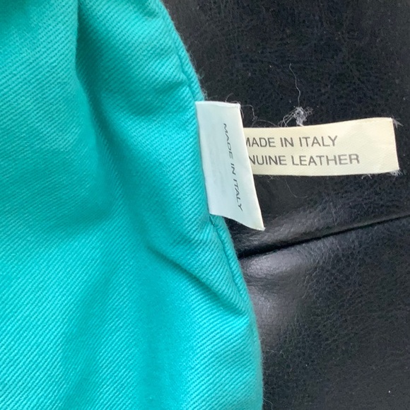 Don’t Worry Be Gabs Made In Italy Orange With Blue Snaps Handbag - Picture 10 of 11